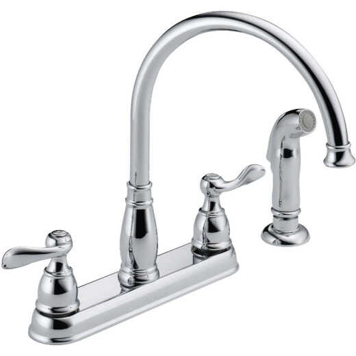 Delta Windemere 2-Handle Lever Kitchen Faucet with Side Spray, Chrome