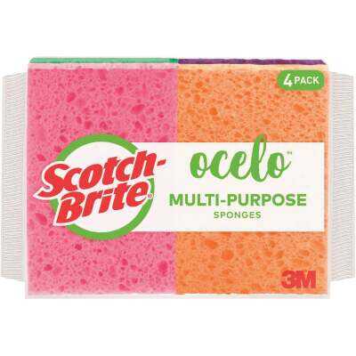 Scotch-Brite Ocelo Handy Sponge, Assorted Colors (4-Pack)